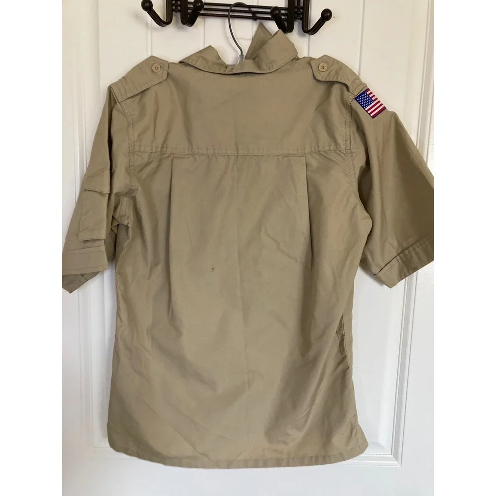 Boy Scouts of America BSA Uniform Set Tan Shirt Youth Large Olive Cargo Shorts